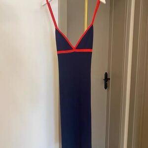 Navy Dress with Red Trim